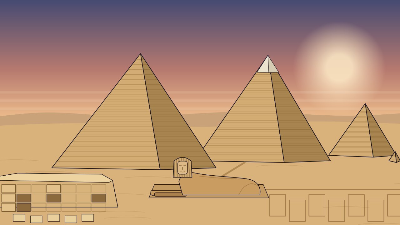 The pyramids of Giza at dusk